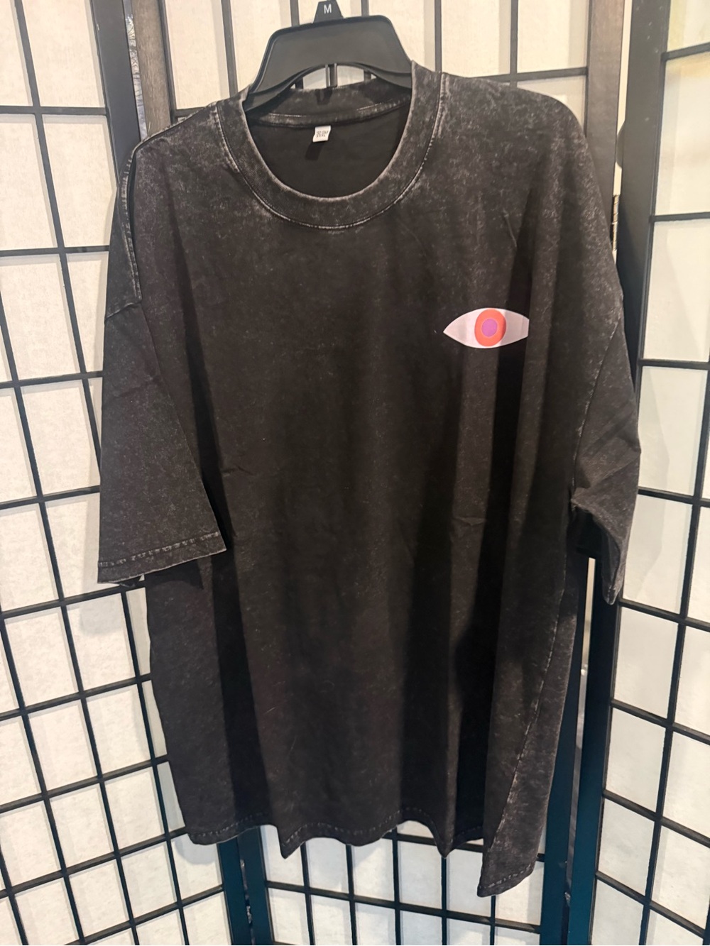 Black Mineral-Wash Graphic Eye Short Sleeve Tee (G2)